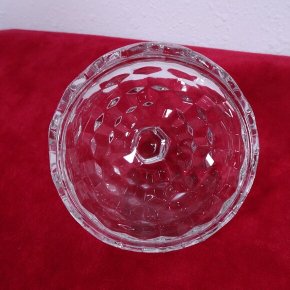 Vintage Fostoria Cubist Glass Compote Candy Dish & Lid American Pedestal 7" - Picture 9 of 10